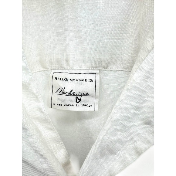Frank & Eileen MacKenzie Button Up Shirt in White Linen Coastal Boho One Size - Picture 5 of 10
